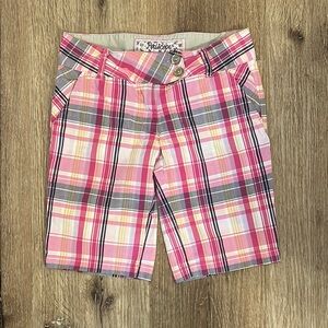 Pink and Gray Plaid Summer Shorts